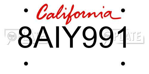8AIY991 California License Plate