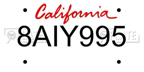 8AIY995 California License Plate