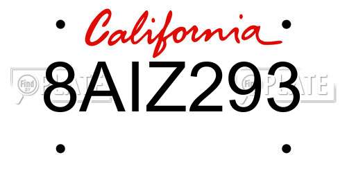 8AIZ293 California License Plate