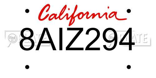 8AIZ294 California License Plate