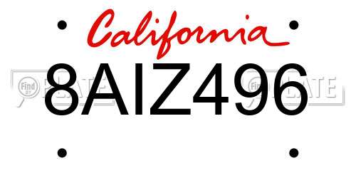 8AIZ496 California License Plate