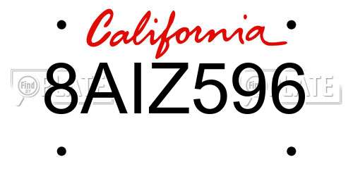 8AIZ596 California License Plate