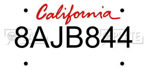 8AJB844 California License Plate