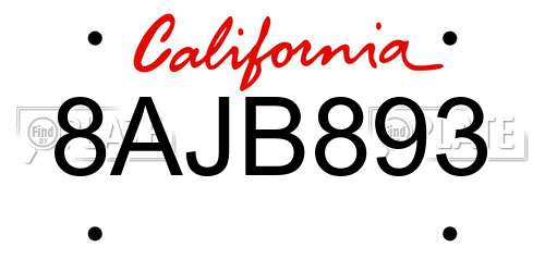 8AJB893 California License Plate