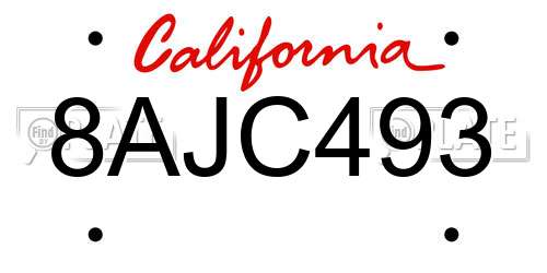 8AJC493 California License Plate