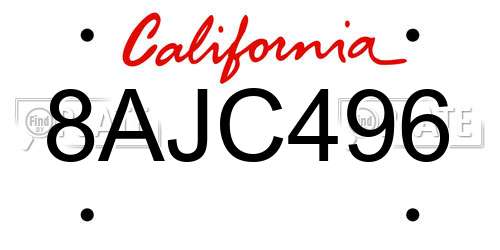 8AJC496 California License Plate
