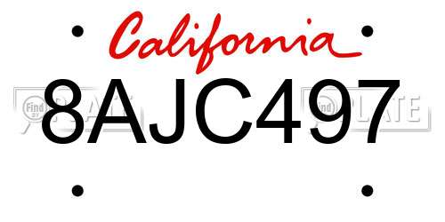 8AJC497 California License Plate