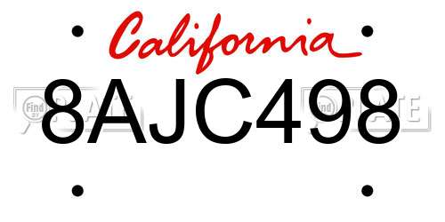 8AJC498 California License Plate