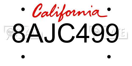8AJC499 California License Plate