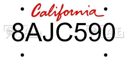 8AJC590 California License Plate
