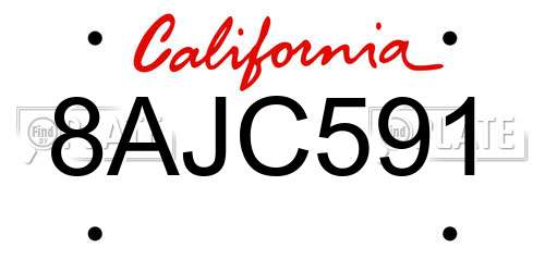 8AJC591 California License Plate