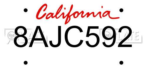 8AJC592 California License Plate