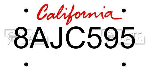8AJC595 California License Plate