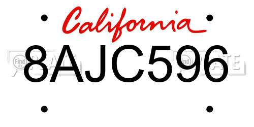8AJC596 California License Plate