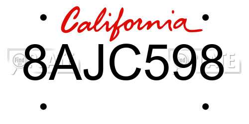 8AJC598 California License Plate