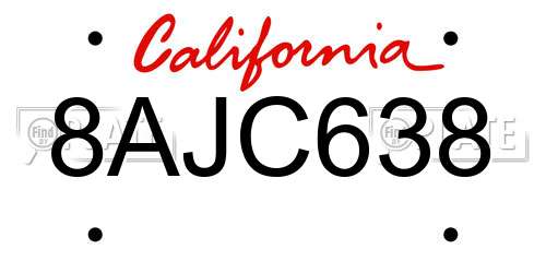 8AJC638 California License Plate