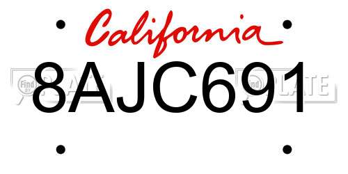 8AJC691 California License Plate