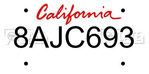 8AJC693 California License Plate