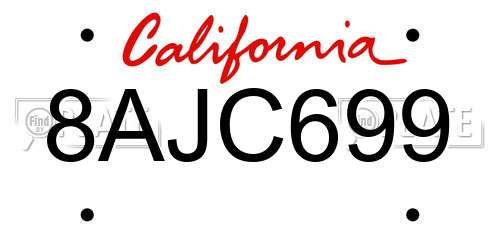 8AJC699 California License Plate