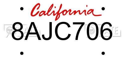 8AJC706 California License Plate
