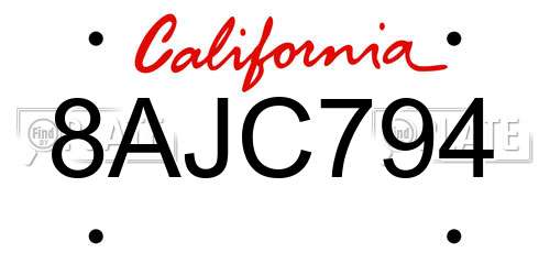 8AJC794 California License Plate