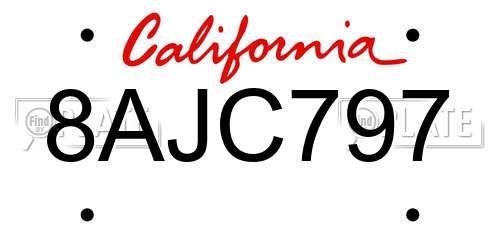 8AJC797 California License Plate