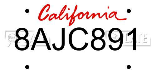 8AJC891 California License Plate