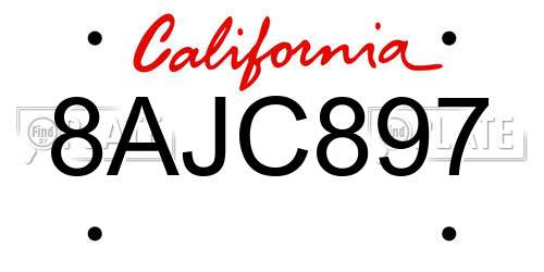8AJC897 California License Plate