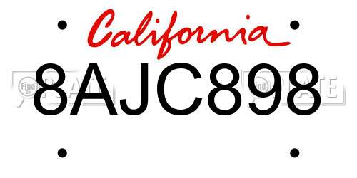 8AJC898 California License Plate