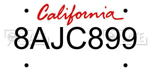 8AJC899 California License Plate