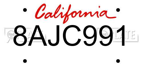 8AJC991 California License Plate