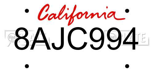 8AJC994 California License Plate