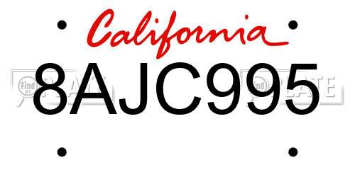 8AJC995 California License Plate