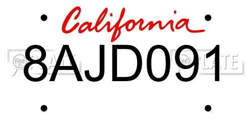8AJD091 California License Plate
