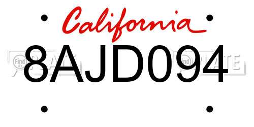 8AJD094 California License Plate