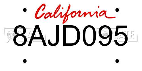 8AJD095 California License Plate