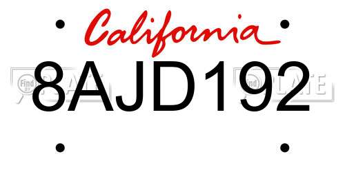 8AJD192 California License Plate