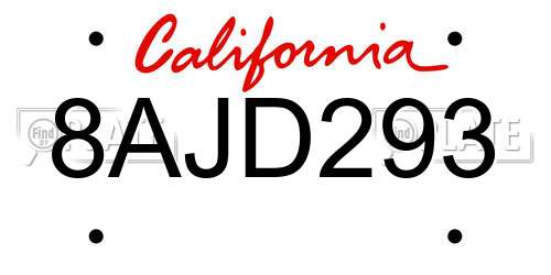 8AJD293 California License Plate