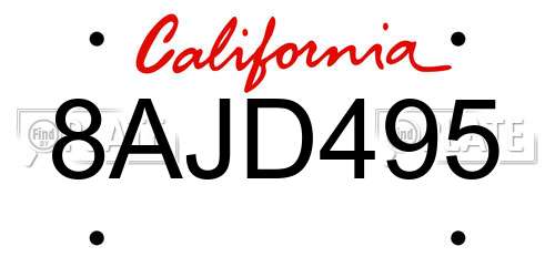 8AJD495 California License Plate