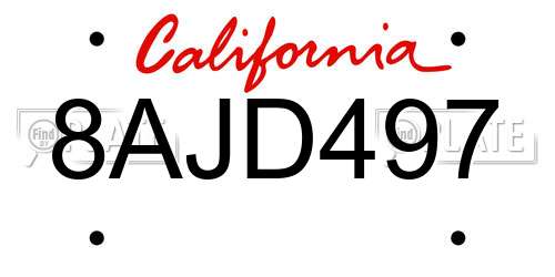 8AJD497 California License Plate