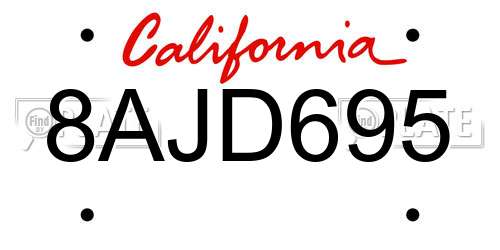 8AJD695 California License Plate