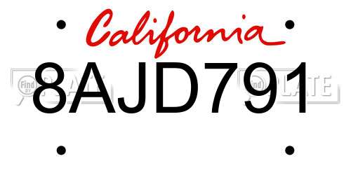 8AJD791 California License Plate