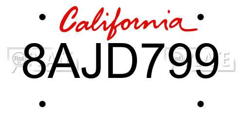 8AJD799 California License Plate