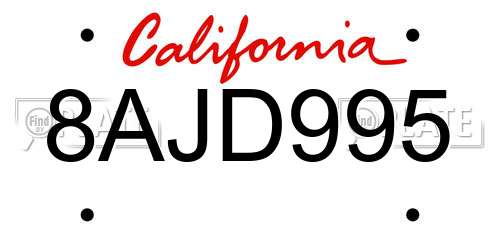 8AJD995 California License Plate