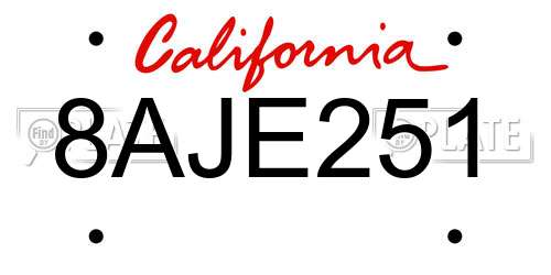 8AJE251 California License Plate