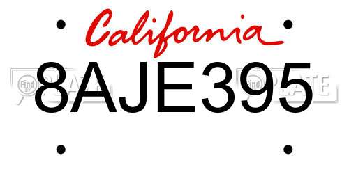 8AJE395 California License Plate