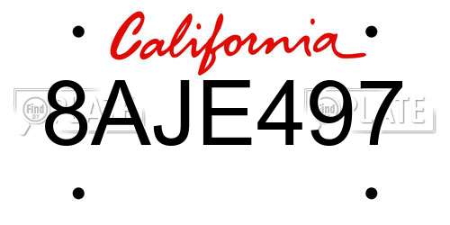 8AJE497 California License Plate