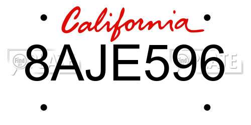 8AJE596 California License Plate