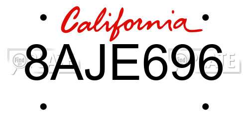 8AJE696 California License Plate