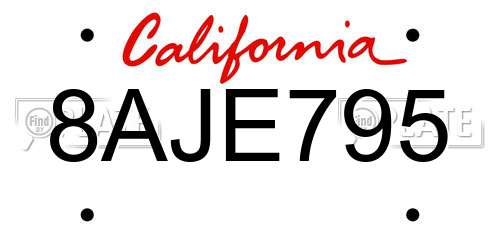 8AJE795 California License Plate